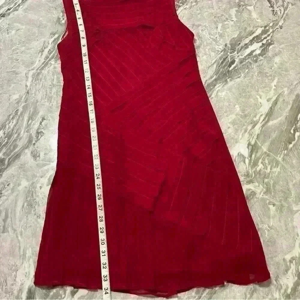 Adrianna Papell Dress Womens Red Shutter Pleated Layered Size 6 Party Cocktail - Picture 6 of 12